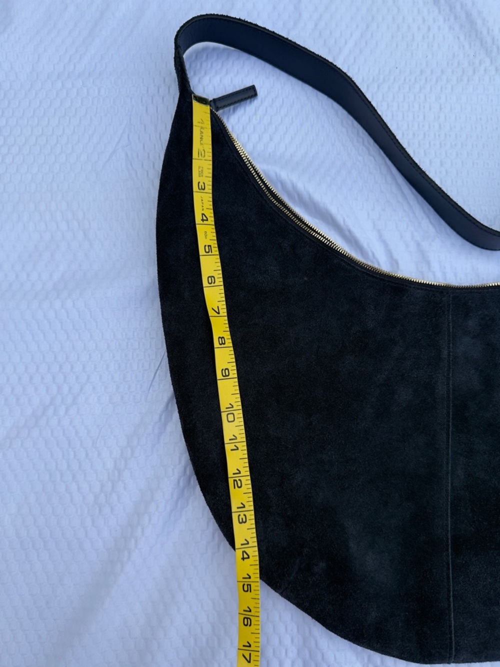 MADEWELL Dark Blue Suede Shoulder and cross body Bag with Gold Hardware - Picture 11 of 13